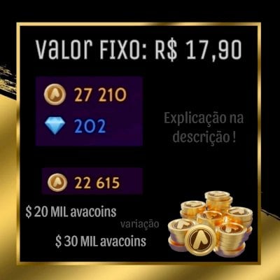 Conta fake de avacoins | Podem variar de $20 MIL até $30 MIL avacoins