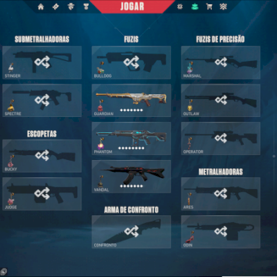 Conta valorant com várias skins de vandal, phantom, sheriff, guardian! gold/plat