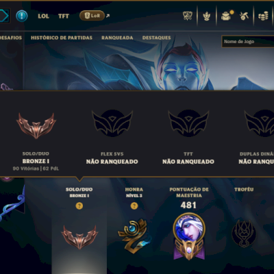 Bronze 1 com TODOS os Champs e 138 Skins ( ADC / SUP )