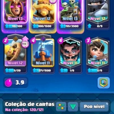 Conta Clash Royale no nível 36 , 8060 troféus , bruxa evoluída e balão esqueleto