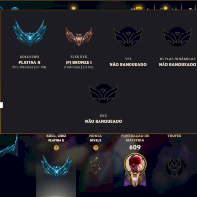 Platina 2 com TODOS os Champs e 111 Skins ( JG / ADC )