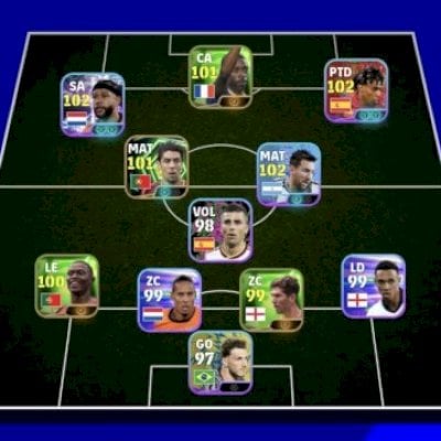 Conta efootball com Depay 102 e Dembele 101