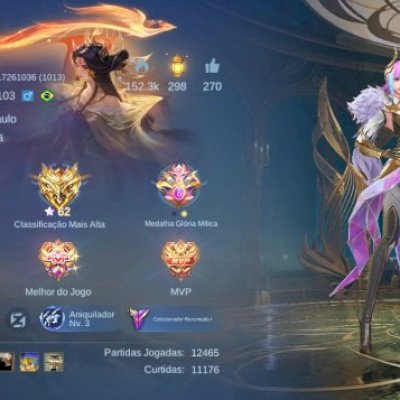 Conta High Elo - Todos os heróis, 286 skins e todos emblemas Full.