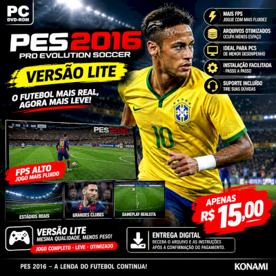 ⚽ PES 2016 PC LITE — MAIS FPS + JOGO MAIS LEVE 🔥