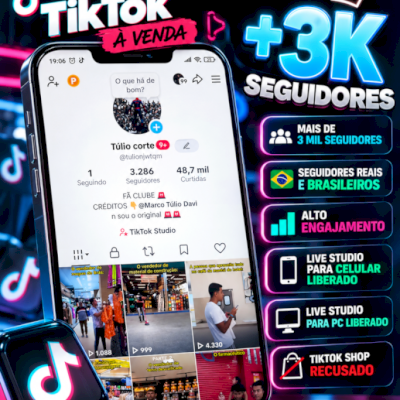 CONTA DE TIKTOK A VENDA. 3K + LIVE STUDIO PARA PC📈🚨