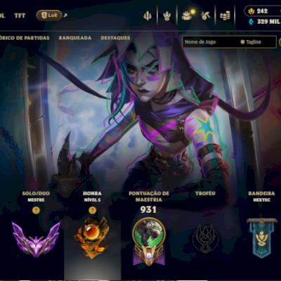 conta de lol atualmente esta mestre com a skin da jinx fragmentada