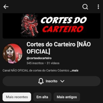 Canal do YouTube (345 Inscritos)