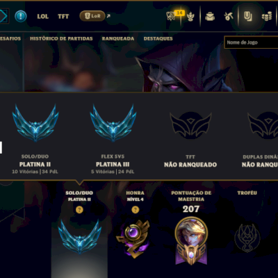Platina 4 com 85 Champs e 46 Skins ( ADC / MID )