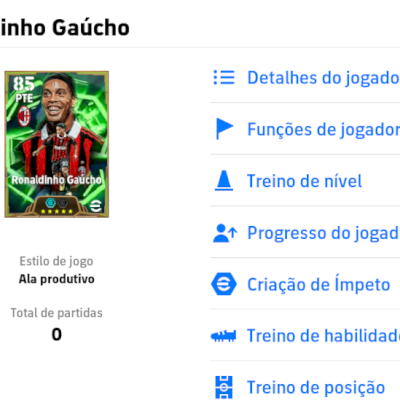 Conta efootball com Ronaldinho 104 do Milan