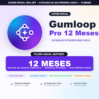 Gumloop Pro 12 Meses | Cupom Oficial Plano Anual | Na Sua Conta