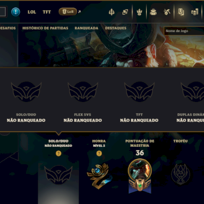 Unranked com 35 Champs e 8 Skins