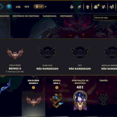 Bronze 2 com TODOS os Champs e 82 Skins ( JG / SUP )