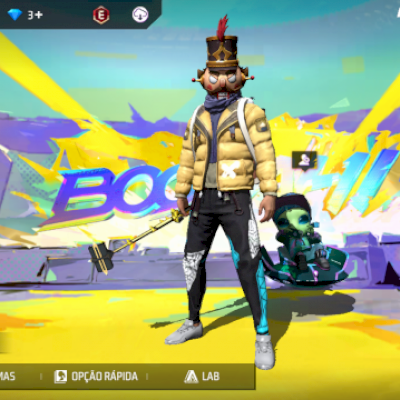 Conta Free Fire, com calça angelical.