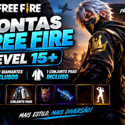 CONTAS FREE FIRE LEVEL +15 COM SKINS E DIAMANTES