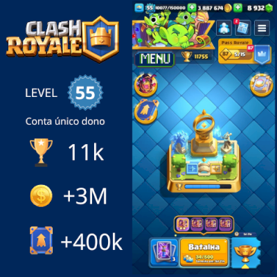 DUAS CONTAS CLASH ROYALE PREMIUM | lVL 55