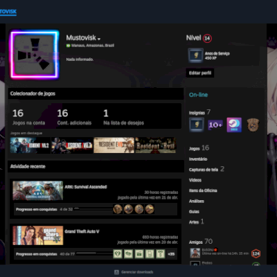 Conta Steam com 16 jogos