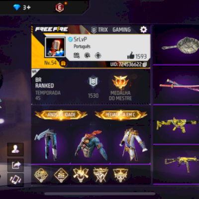 Conta Free fire lvl 54