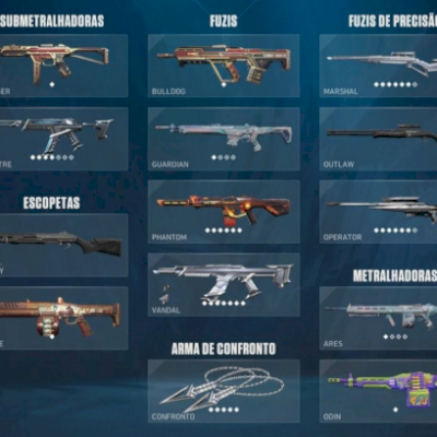 CONTA VALORANTFA 7 PHANTOM,11 FACAS, 7 VANDAL, 5 SHERFIFF, 1 OPERATOR, 2 SPECTRE