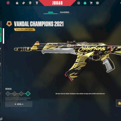 Valorant, conta com bundle champions 2021 e 2025.