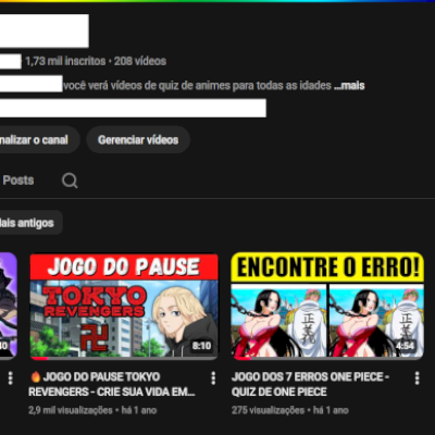 Canal Youtube de Animes 1700 inscritos NÂO MONETIZADO