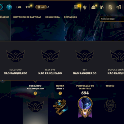 Unranked com TODOS os Champs e 346 Skins ( JG / SUP / MID )