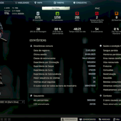 Conta EOD com PVE LVL 70 + Tarkov Arena 100% completo passe