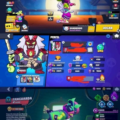 Conta Brawl Star 95 Blawlers skin exclusiva leia descrição e vídeo logo a baixo