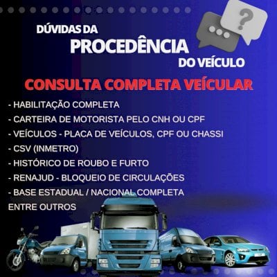 CONSULTA DE DADOS COMPLETA VEÍCULAR BASE NACIONAL/ESTADUAL