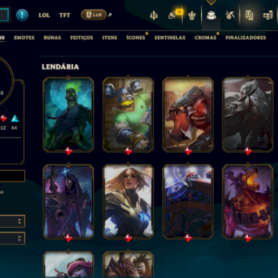 Conta com Lux elementalista e mais de 144 skins, todos os campeões nivel 412