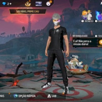 conta de free fire antiga com skin paradoxo e planador ação noturna