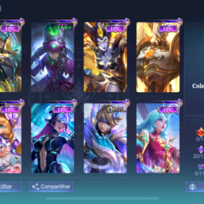Vendo conta mbl com TODOS os herois e comandantes do jogo. 187 skins. Mítico.