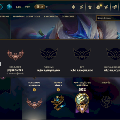 Bronze 1 com TODOS os Champs e 108 Skins ( JG / TOP / SUP )