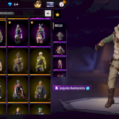 Conta de free Fire antiga, com skins raras