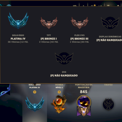 Platina 4 com TODOS os Champs e 203 Skins +4 Prestigios ( Nivel 688 )