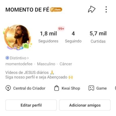 CONTA KWAI 1,8K DE SEGUIDORES E 5,7K DE CURTIDAS (CONTAS KWAI)