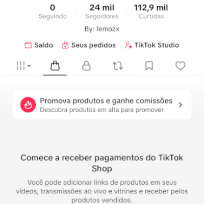 CONTA DO TIKTOK MONETIZADA + SHOP ATIVO, 24K SEGUIDORES, +112,9K CURTIDAS