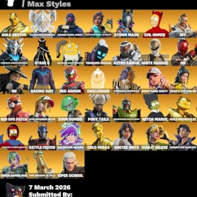 Conta Fortnite com Travis Scott, Take The Elf, Dark Skully e Mais