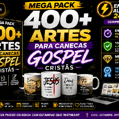 🔥 MEGA PACK 400+ ARTES PARA CANECAS GOSPEL CRISTÃS  | ENTREGA AUTOMÁTICA