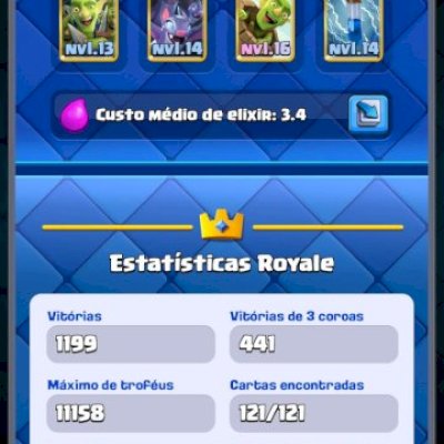 Conta Clash Royale avançada, 8k de gemas, todas as cartas e 11k de troféus!!