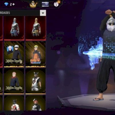 Conta com skin da parceria de jujutsu/Naruto e muitos itens antigos