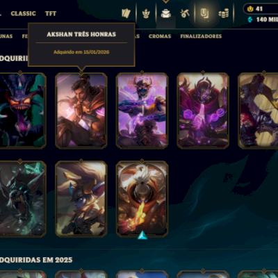 Conta com todos os campeões, 130k de essência azul disponíveis, unranked