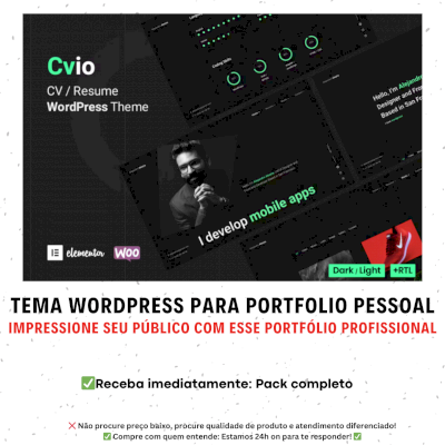 Cvio – Tema Wordpress Para Portfólio Pessoal tenha uma presença impactante!
