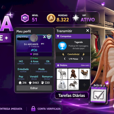 CONTA RICA DE AVAKIN LIFE UNISEX COM VARIOS ITENS EM CROWNS, ASAS ETC