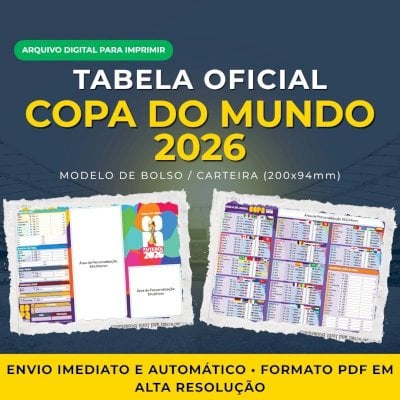 Tabela Copa do Mundo 2026 Para Imprimir - Modelo de Bolso / Carteira