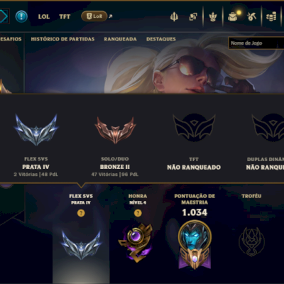 Bronze 2 com TODOS os Champs e 156 Skins ( ADC / JG ) - ( Nivel 612 )