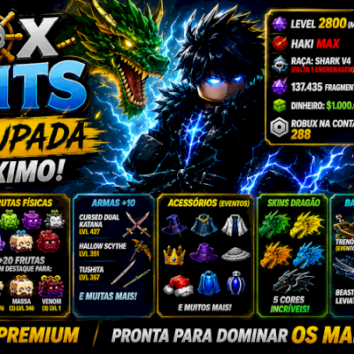 Conta Blox Fruits com frutas perm e skins (Rumble Roxa) Dragon e Leo e + Perm