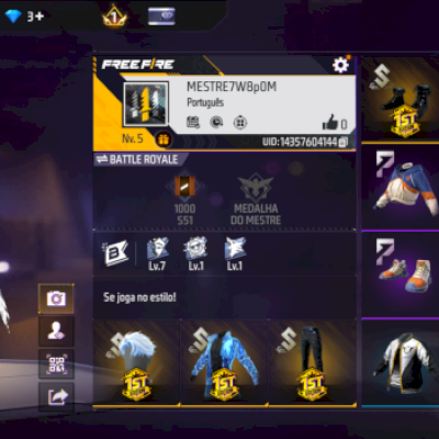 Conta free fire com skin super rara 1 edição!