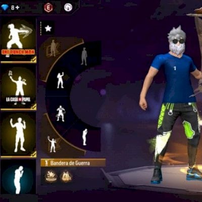 CONTA DE FREE FIRE COM CALÇA ANGELICAL VERDE, SASUKE, TOP CRIMINAL