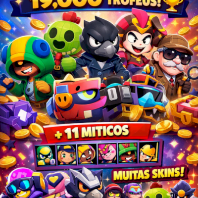 CONTA BRAWL STARS 19K MUITOS LENDARIOS E MITICOS E MUITAS SKINS