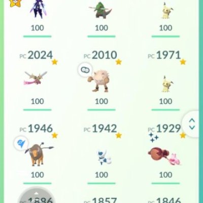 42, vários 100%, varios shiny